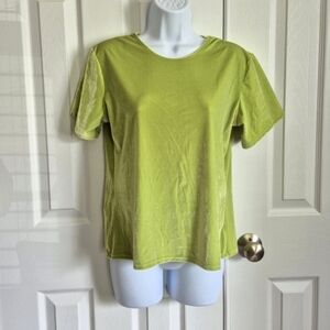 Vintage 90s‎ Y2K Velvet Lime Green Short Sleeve Shirt Womens Large